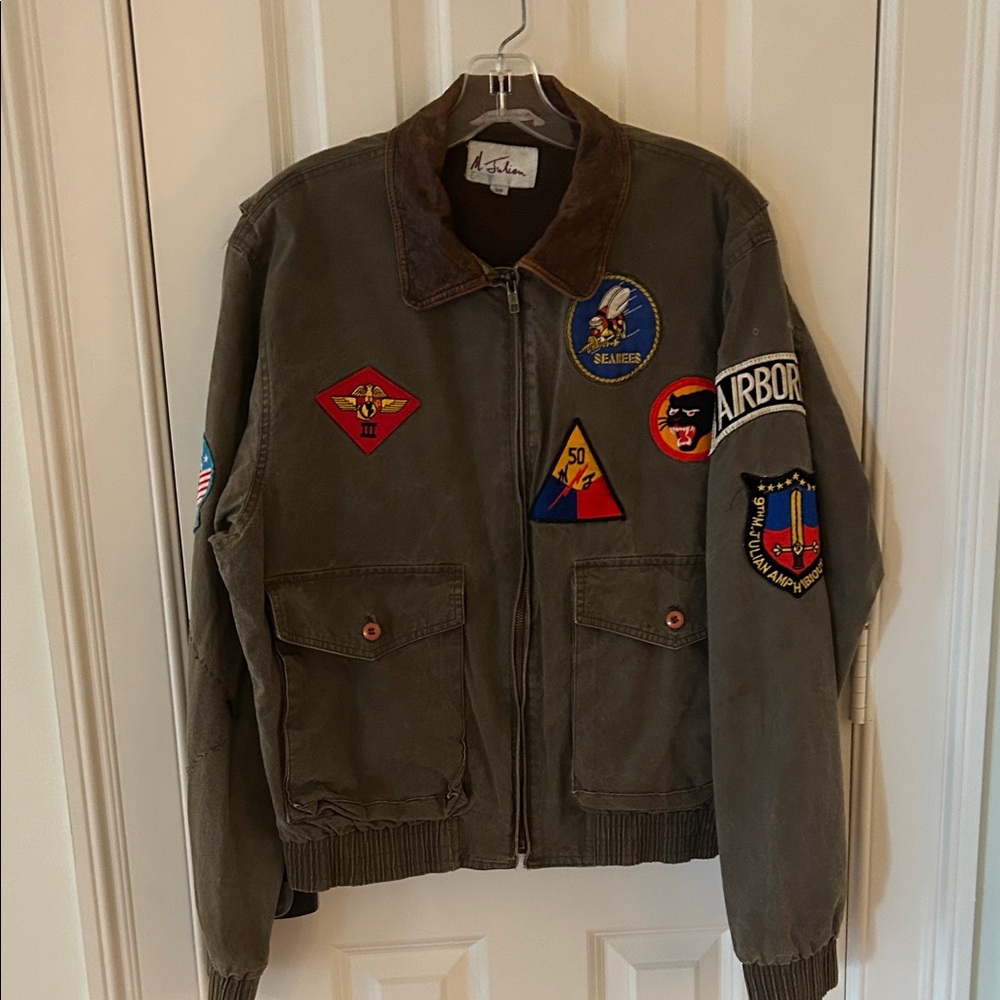 Vintage M. Julian Bomber Jacket with Colorful Patches Large -size 38